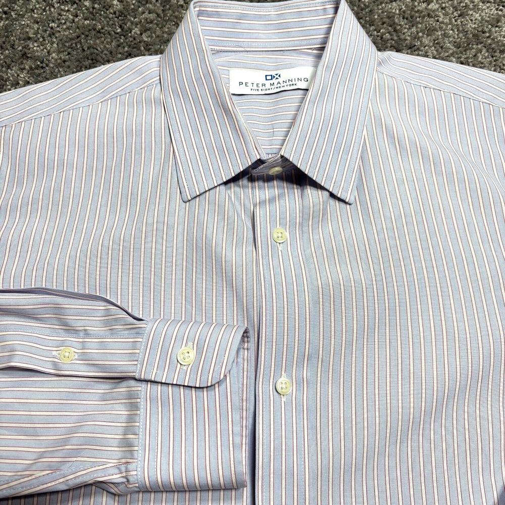 Peter Manning Shirt Men's Size 4 16.5/33 Blue Red Striped Five Eight New York